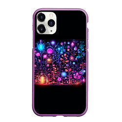Чехол iPhone 11 Pro матовый Неоновый сад, цвет: 3D-фиолетовый