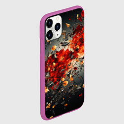 Чехол iPhone 11 Pro матовый Желтые и черные осколки после взрыва, цвет: 3D-фиолетовый — фото 2