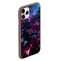 Чехол iPhone 11 Pro матовый Фиолетовые кубы в фиолетовом дыме, цвет: 3D-коричневый — фото 2