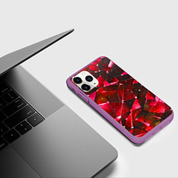 Чехол iPhone 11 Pro матовый Красное разбитое стекло, цвет: 3D-фиолетовый — фото 2