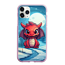 Чехол iPhone 11 Pro матовый Злой красный дракоша, цвет: 3D-розовый