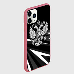 Чехол iPhone 11 Pro матовый Герб РФ - white and black geometry, цвет: 3D-малиновый — фото 2
