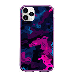 Чехол iPhone 11 Pro матовый Синий и фиолетовый абстрактный камуфляж, цвет: 3D-фиолетовый