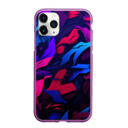 Чехол iPhone 11 Pro матовый Синие и фиолетовые яркие краски, цвет: 3D-фиолетовый