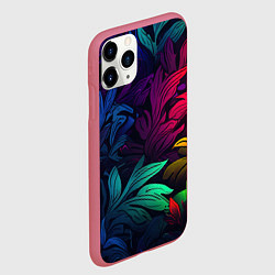 Чехол iPhone 11 Pro матовый Яркие абстрактные листья, цвет: 3D-малиновый — фото 2