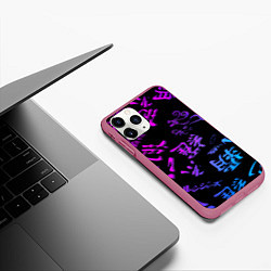 Чехол iPhone 11 Pro матовый Tokyos Revenge neon logo, цвет: 3D-малиновый — фото 2