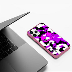 Чехол iPhone 11 Pro матовый Marshmello camo, цвет: 3D-малиновый — фото 2