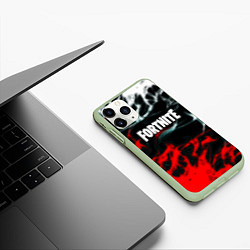 Чехол iPhone 11 Pro матовый Fortnite flame abstract, цвет: 3D-салатовый — фото 2