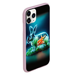 Чехол iPhone 11 Pro матовый Прозрачный стеклянный кролик с овощами, цвет: 3D-розовый — фото 2