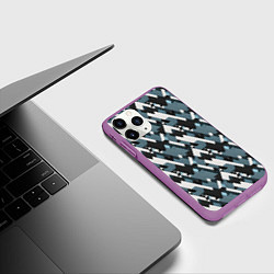 Чехол iPhone 11 Pro матовый Треугольники military, цвет: 3D-фиолетовый — фото 2