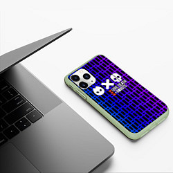 Чехол iPhone 11 Pro матовый Любовь смерть и роботы неон, цвет: 3D-салатовый — фото 2