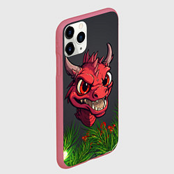Чехол iPhone 11 Pro матовый Голова злого дракона 2024, цвет: 3D-малиновый — фото 2