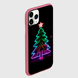 Чехол iPhone 11 Pro матовый Неоновая ёлка, цвет: 3D-малиновый — фото 2