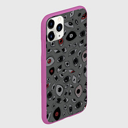 Чехол iPhone 11 Pro матовый Серый цвет: глазики-косоглазики, цвет: 3D-фиолетовый — фото 2