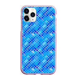 Чехол iPhone 11 Pro матовый Синяя сетка, цвет: 3D-розовый