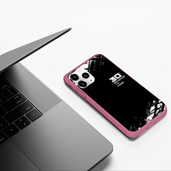 Чехол iPhone 11 Pro матовый Thirty seconds to mars штрихи бенд, цвет: 3D-малиновый — фото 2