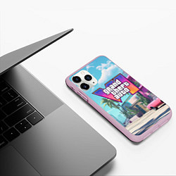 Чехол iPhone 11 Pro матовый GTA 6 Vice city, цвет: 3D-розовый — фото 2