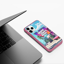 Чехол iPhone 11 Pro матовый GTA 6 Vice city, цвет: 3D-малиновый — фото 2