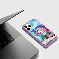 Чехол iPhone 11 Pro матовый GTA 6 Vice city, цвет: 3D-фиолетовый — фото 2