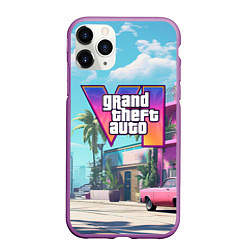 Чехол iPhone 11 Pro матовый GTA 6 Vice city, цвет: 3D-фиолетовый