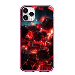 Чехол iPhone 11 Pro матовый Красные кубики абстракция, цвет: 3D-малиновый
