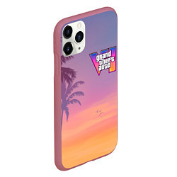 Чехол iPhone 11 Pro матовый Gta 6 пальмы и птицы, цвет: 3D-малиновый — фото 2