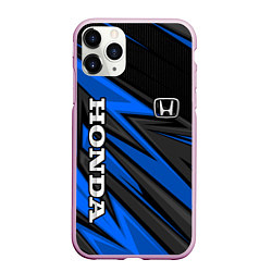 Чехол iPhone 11 Pro матовый Honda motors - синяя спортивная абстракция, цвет: 3D-розовый