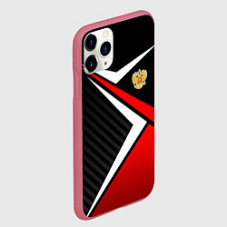 Чехол iPhone 11 Pro матовый Russia - black and red, цвет: 3D-малиновый — фото 2