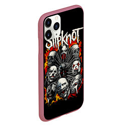 Чехол iPhone 11 Pro матовый Slipknot метал-группа, цвет: 3D-малиновый — фото 2