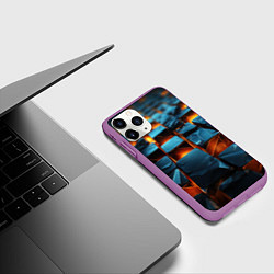 Чехол iPhone 11 Pro матовый Темные плитки в лаве, цвет: 3D-фиолетовый — фото 2