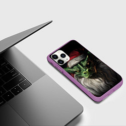 Чехол iPhone 11 Pro матовый Санта дракон 2024, цвет: 3D-фиолетовый — фото 2
