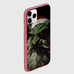 Чехол iPhone 11 Pro матовый Дракон в костюме Санты, цвет: 3D-малиновый — фото 2