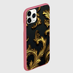 Чехол iPhone 11 Pro матовый Позолоченные классические объемные узоры, цвет: 3D-малиновый — фото 2