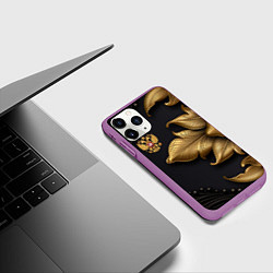 Чехол iPhone 11 Pro матовый Золотой герб России, цвет: 3D-фиолетовый — фото 2