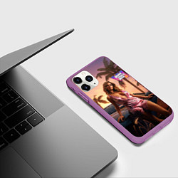 Чехол iPhone 11 Pro матовый GTA 6 girl, цвет: 3D-фиолетовый — фото 2