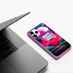 Чехол iPhone 11 Pro матовый GTA 80s style, цвет: 3D-фиолетовый — фото 2