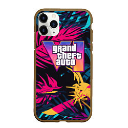 Чехол iPhone 11 Pro матовый GTA 6 logo abstract, цвет: 3D-коричневый