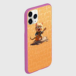 Чехол iPhone 11 Pro матовый Рыжий кот с гитарой, цвет: 3D-фиолетовый — фото 2