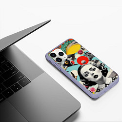 Чехол iPhone 11 Pro матовый Коллаж с женщиной и зверями, цвет: 3D-светло-сиреневый — фото 2