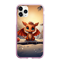 Чехол iPhone 11 Pro матовый Тайный повелитель елок дракон, цвет: 3D-розовый