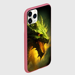 Чехол iPhone 11 Pro матовый Злой зеленый дракон 2024, цвет: 3D-малиновый — фото 2