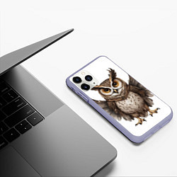 Чехол iPhone 11 Pro матовый Совушка с крыльями, цвет: 3D-светло-сиреневый — фото 2