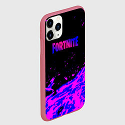 Чехол iPhone 11 Pro матовый Fortnite neon logo steel, цвет: 3D-малиновый — фото 2