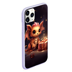 Чехол iPhone 11 Pro матовый Дракон фурия новогодье, цвет: 3D-светло-сиреневый — фото 2