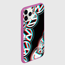 Чехол iPhone 11 Pro матовый Volkswagen glitch pattern, цвет: 3D-фиолетовый — фото 2