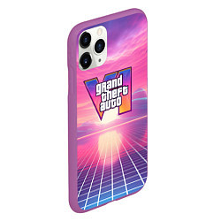 Чехол iPhone 11 Pro матовый GTA 6 Vaporwave, цвет: 3D-фиолетовый — фото 2
