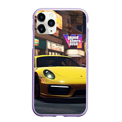 Чехол iPhone 11 Pro матовый GTA 6 porshe, цвет: 3D-светло-сиреневый