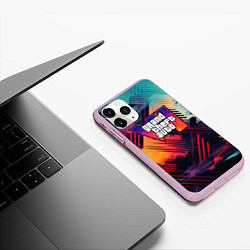 Чехол iPhone 11 Pro матовый GTA 6 аbstract logo, цвет: 3D-розовый — фото 2