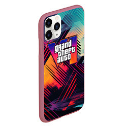 Чехол iPhone 11 Pro матовый GTA 6 аbstract logo, цвет: 3D-малиновый — фото 2