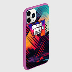 Чехол iPhone 11 Pro матовый GTA 6 аbstract logo, цвет: 3D-фиолетовый — фото 2
